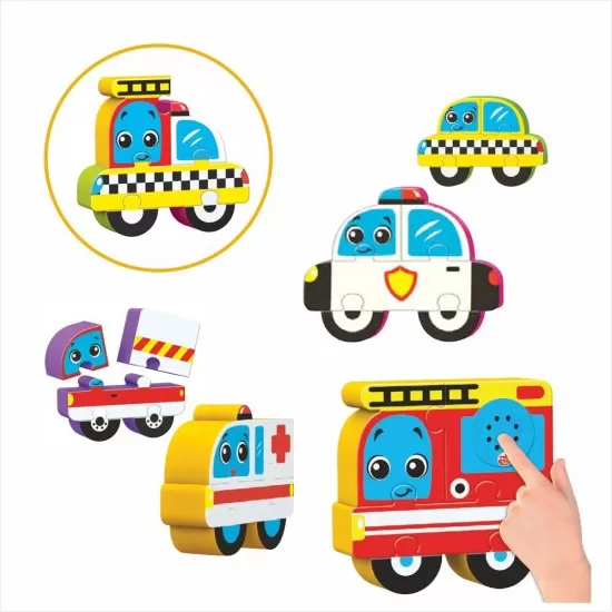 Puzzle blocks cu sunete 25 piese - Vehicule Puzzle blocks cu sunete 25 piese - Vehicule