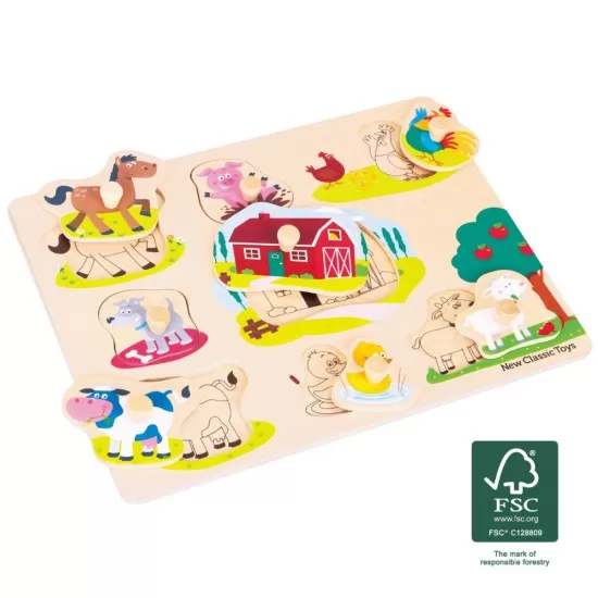 Puzzle lemn Ferma 9 piese Puzzle lemn Ferma 9 piese