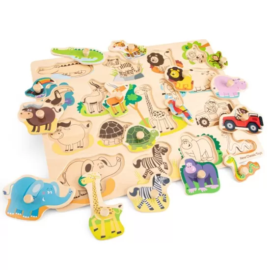 Puzzle lemn Safari 17 piese Puzzle lemn Safari 17 piese