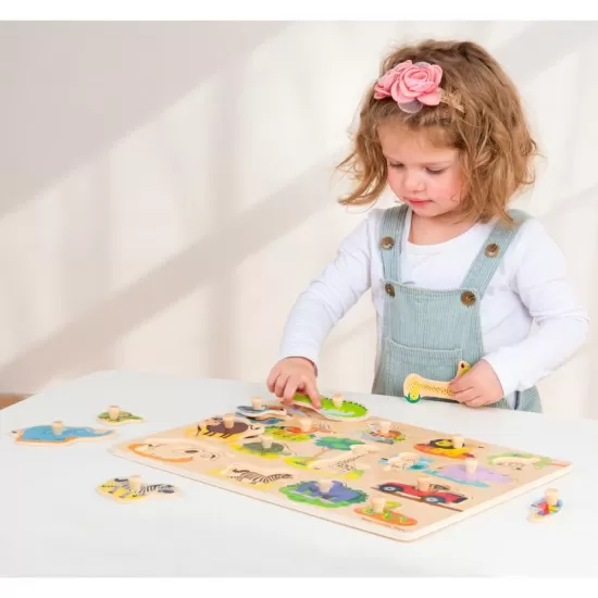 Puzzle lemn Safari 17 piese Puzzle lemn Safari 17 piese