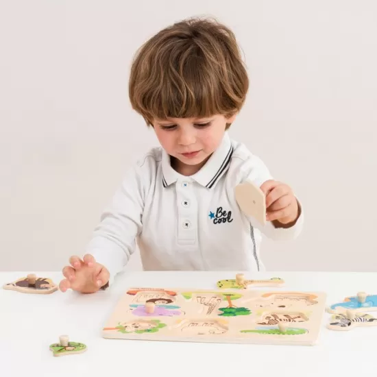Puzzle lemn Safari 9 piese Puzzle lemn Safari 9 piese