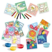 Set 3 in 1 de pictat cu degetul, de colorat si de lipit