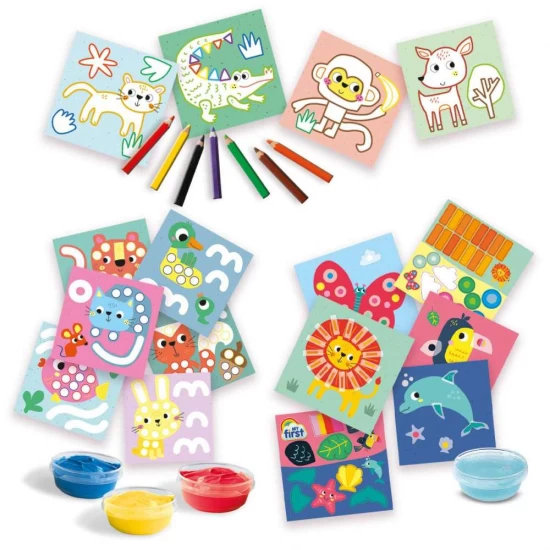 Set 3 in 1 de pictat cu degetul, de colorat si de lipit Set 3 in 1 de pictat cu degetul, de colorat si de lipit