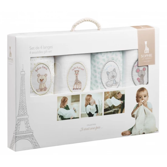 Set 4 scutece din bumbac 70x70 cm Girafa Sophie