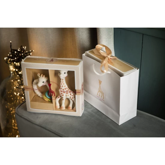 Set Cadou SOPHIEsticat cu Girafa Sophie si inel de dentitie Colo'Rings