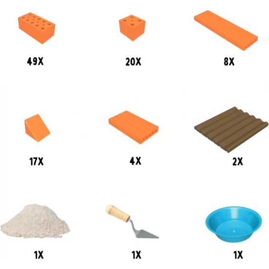 Set de constructie sortiment de caramizi cu mortar si accesorii Teifoc