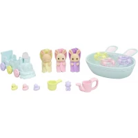Set de joaca Sylvanian Families Iepurasi Tripleti cu accesorii baie