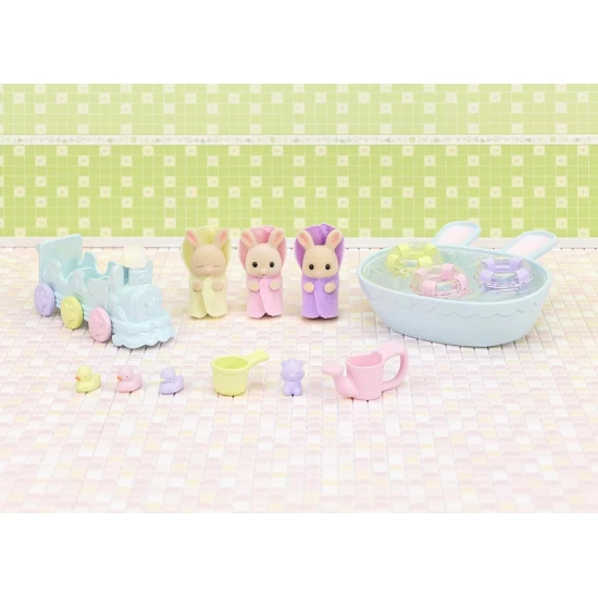 Set de joaca Sylvanian Families Iepurasi Tripleti cu accesorii baie Set de joaca Sylvanian Families Iepurasi Tripleti cu accesorii baie