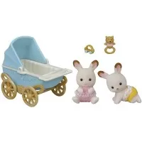 Set de joaca Sylvanian Families - Carucior cu iepurasi gemeni