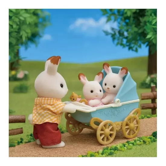 Set de joaca Sylvanian Families - Carucior cu iepurasi gemeni