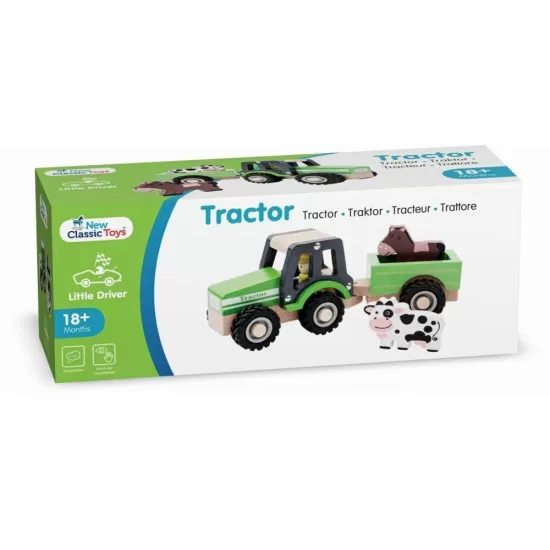 Tractor cu trailer si animale din lemn Tractor cu trailer si animale din lemn