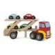 Transportor masini din lemn cu 4 masinute New Classic Toys Transportor masini din lemn cu 4 masinute New Classic Toys