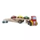 Transportor masini din lemn cu 4 masinute New Classic Toys Transportor masini din lemn cu 4 masinute New Classic Toys