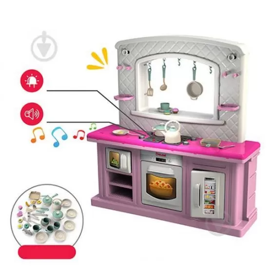 Bucatarie medie pentru copii cu sunete, lumini si accesorii 01480/10 Roz Bucatarie medie pentru copii cu sunete, lumini si accesorii 01480/10 Roz