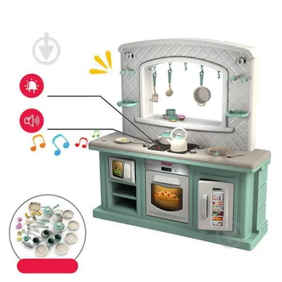 Bucatarie medie pentru copii cu sunete, lumini si accesorii 01480/11 Turquoise