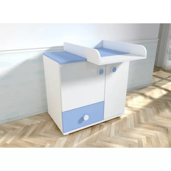 Comoda cu blat de infasat MyKids Lucky Alb-Albastru 0121PE Comoda cu blat de infasat MyKids Lucky Alb-Albastru 0121PE