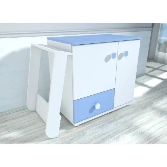 Comoda cu blat de infasat MyKids Lucky Alb-Albastru 0121PE Comoda cu blat de infasat MyKids Lucky Alb-Albastru 0121PE