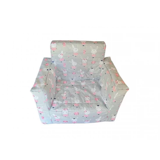 Fotoliu din burete pentru copii MyKids Dancing Bunny Gray