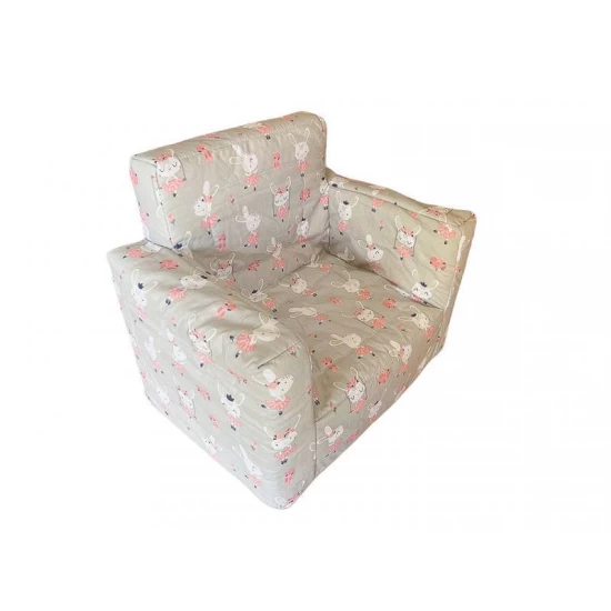 Fotoliu din burete pentru copii MyKids Dancing Bunny Gray
