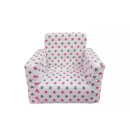 Fotoliu din burete pentru copii MyKids Stelute White Grey Pink Fotoliu din burete pentru copii MyKids Stelute White Grey Pink