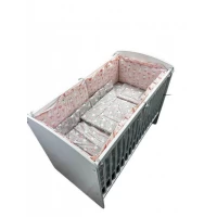 Lenjerie patut bebe Dancing Bunny Gray-Pink 4+1 piese 120x60 cm