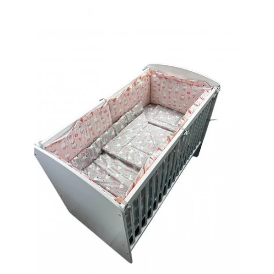 Lenjerie patut bebe Dancing Bunny Gray-Pink 4+1 piese 120x60 cm