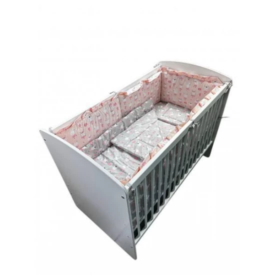 Lenjerie patut bebe Dancing Bunny Gray-Pink 4+1 piese 120x60 cm
