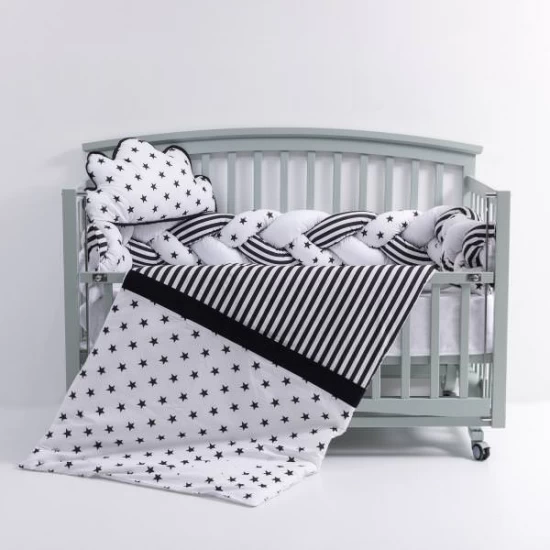 Lenjerie MyKids 6 piese Gray White fara baldachin 120x60 cm Lenjerie MyKids 6 piese Gray White fara baldachin 120x60 cm