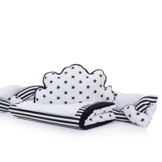 Lenjerie MyKids 6 piese Gray White fara baldachin 120x60 cm Lenjerie MyKids 6 piese Gray White fara baldachin 120x60 cm