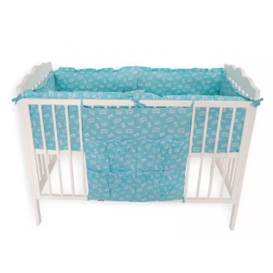 Lenjerie MyKids Crown Blue 7 Piese 120x60 cm