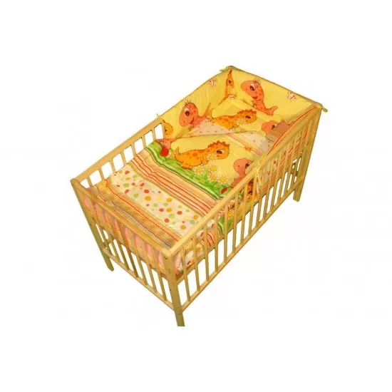 Lenjerie MyKids Dino Roz 5 Piese 120x60 Lenjerie MyKids Dino Roz 5 Piese 120x60