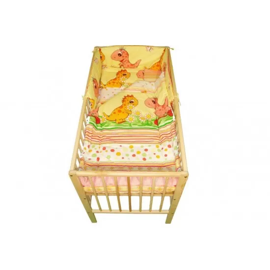 Lenjerie MyKids Dino Roz 5 Piese 120x60 Lenjerie MyKids Dino Roz 5 Piese 120x60