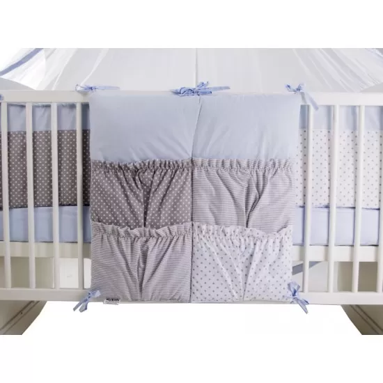 Lenjerie MyKids Dots Blue-Grey 11 Piese 120x60 cm Lenjerie MyKids Dots Blue-Grey 11 Piese 120x60 cm
