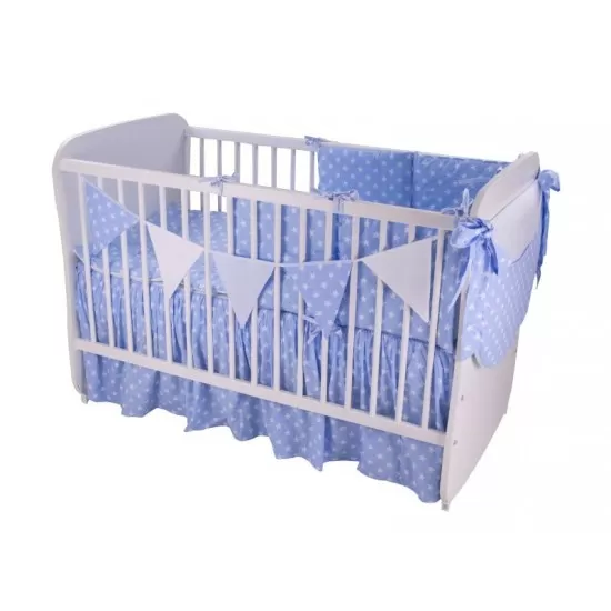 Lenjerie MyKids Light Stars Blue 11 Piese 120x60 cm Lenjerie MyKids Light Stars Blue 11 Piese 120x60 cm
