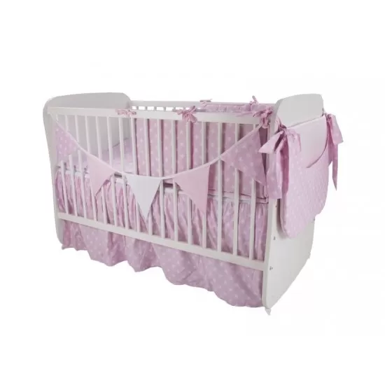 Lenjerie MyKids Light Stars Pink 11 Piese 120x60 cm Lenjerie MyKids Light Stars Pink 11 Piese 120x60 cm