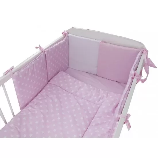 Lenjerie MyKids Light Stars Pink 11 Piese 120x60 cm Lenjerie MyKids Light Stars Pink 11 Piese 120x60 cm