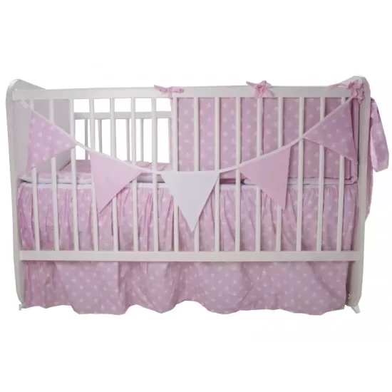 Lenjerie MyKids Light Stars Pink 11 Piese 120x60 cm Lenjerie MyKids Light Stars Pink 11 Piese 120x60 cm