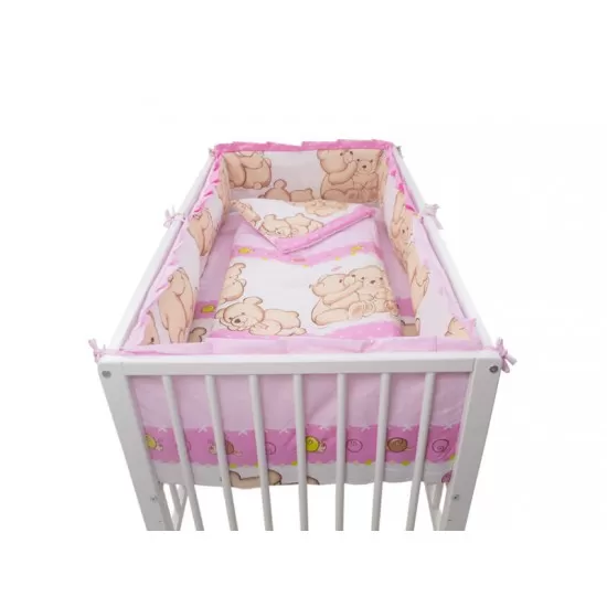 Lenjerie MyKids Teddy Friends Roz 4+1 Piese M1 120x60