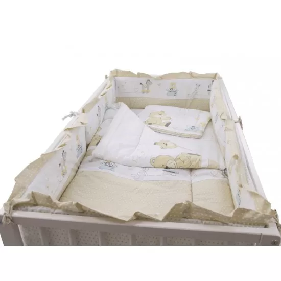 Lenjerie MyKids Teddy Play Bej 4+1 Piese M2 120x60