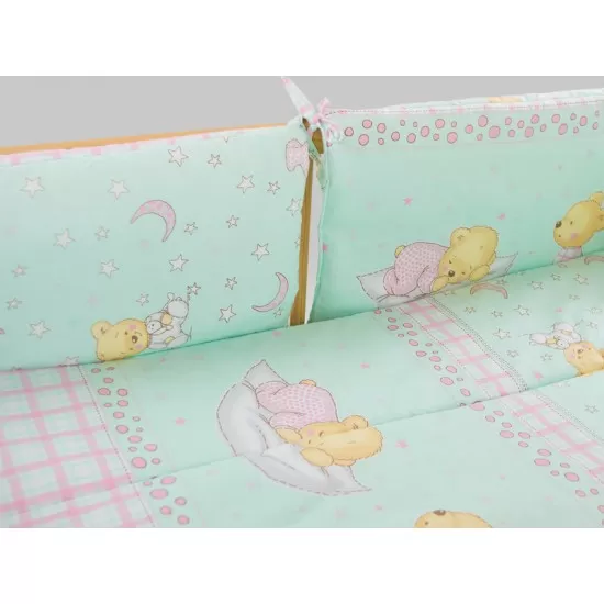 Lenjerie MyKids Teddy Steluta Turquoise 4+1 Piese 120x60 cm