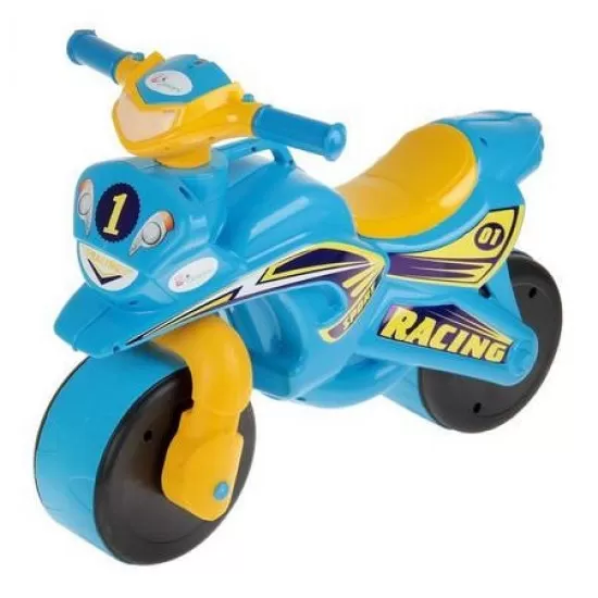 Motocicleta de impins MyKids Racing Albastru Galben Motocicleta de impins MyKids Racing Albastru Galben
