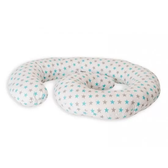 Perna de alaptare multifunctionala MyKids Stelute Alb-Grey-Blue Perna de alaptare multifunctionala MyKids Stelute Alb-Grey-Blue