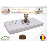 Saltea pentru copii MyKids fibra de cocos integral 140x70x8 husa microfibra matlasata