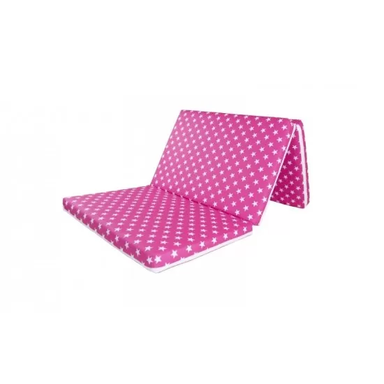 Saltea pliabila copii MyKids Pink Stars spuma poliuretanica 120 x 60 cm