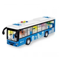 Autobuz cu sunete, lumini si functie deschidere usi, 28 cm, albastru
