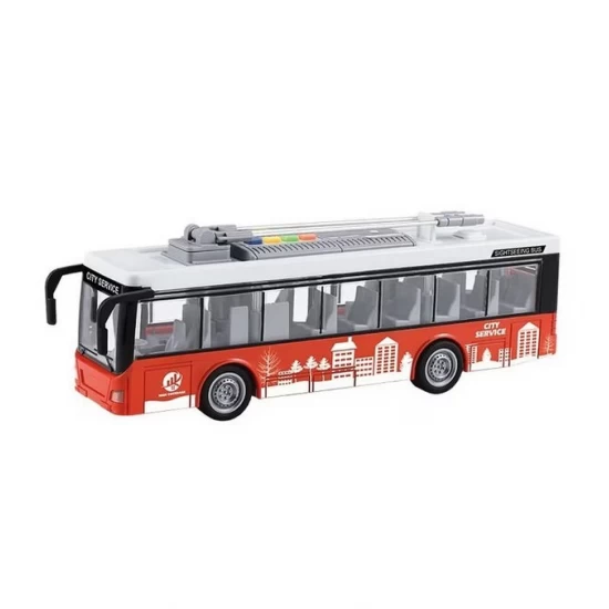 Autobuz cu sunete, lumini si functie usi deschise scara 1:16 rosu 