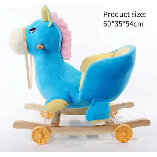 Balansoar din plus pentru copii cu muzica si rotile, Magarus albastru