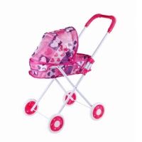 Carucior papusi cu landou, pliabil, model inimioare, 57x48x29 cm