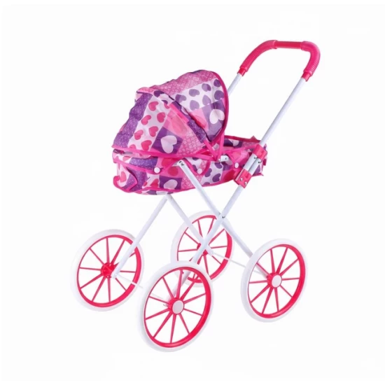 Carucior papusi cu landou, pliabil, model inimioare, 62x53x29 cm