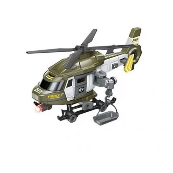 Elicopter militar 29 cm cu sunete, lumini si targa, verde 